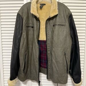 INC International Concepts Men's Two-Tone Faux-Leather Jacket Mens XXL